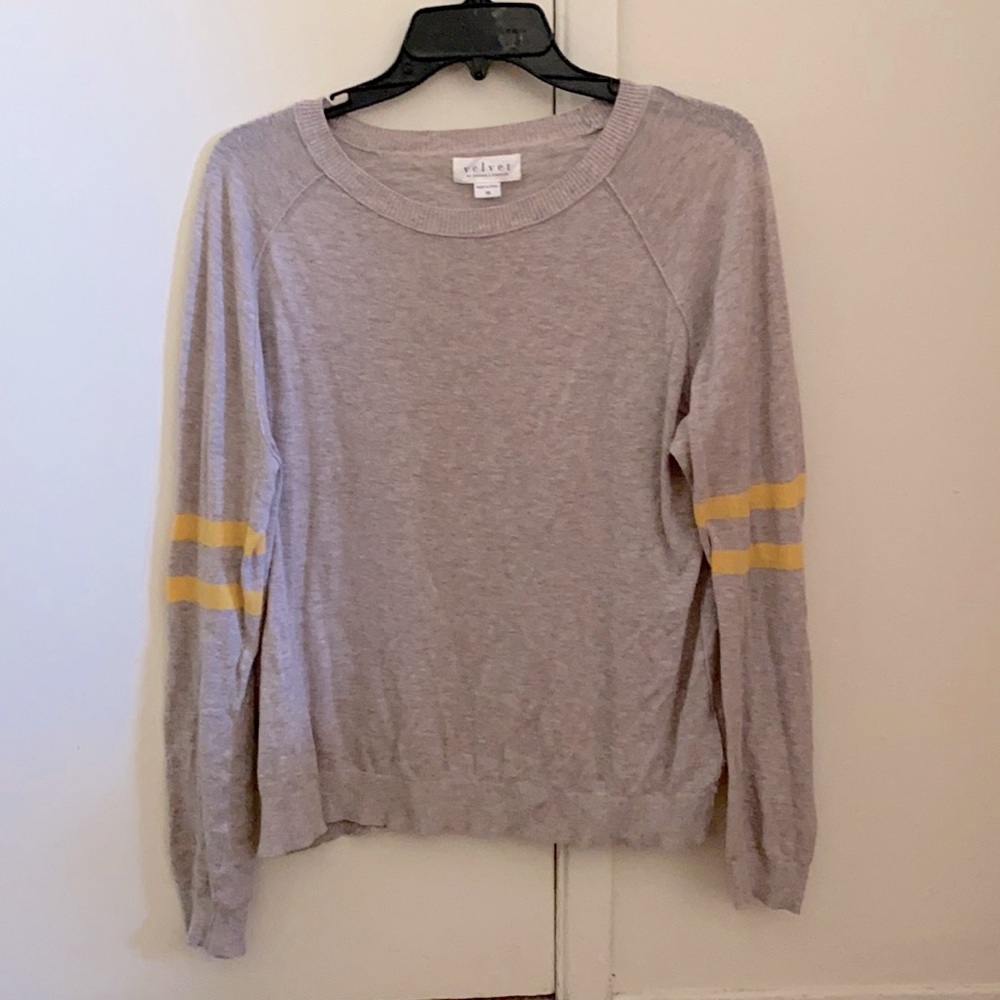 100% Cotton T Shirt with collegiate stripes - XS